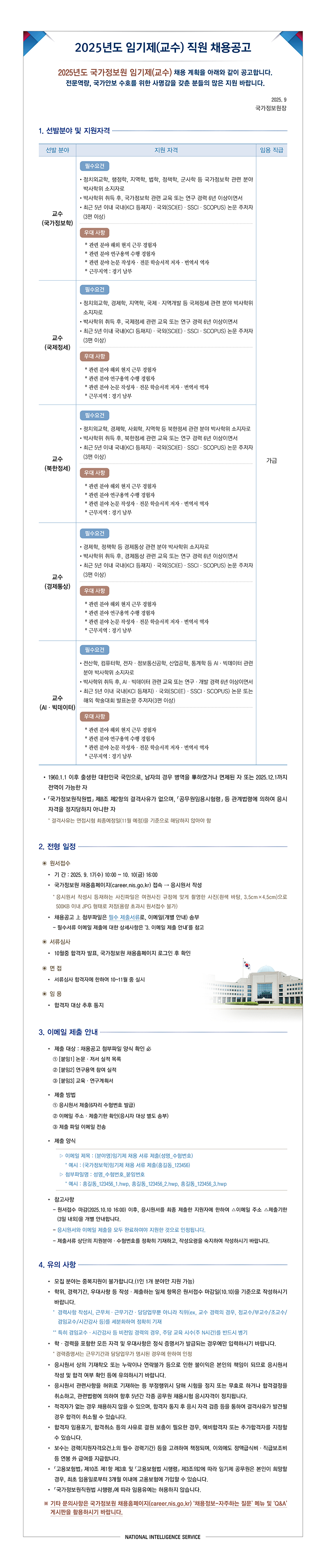 2025년 국가정보원 임기제 직원(교수) 채용 공고.png